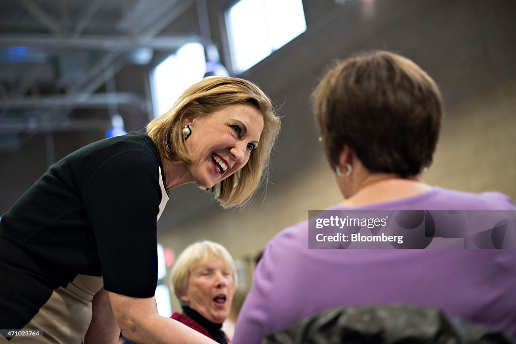 Former Hewlett-Packard CEO and Likely Republican Presidential Candidate Carly Fiorina Meets Voters