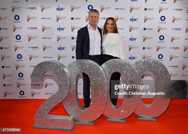 Klaus Zmorek and Jenny Juergens attend the celebration of 2000 episodes of "Rote Rosen" at Ritterakademie on April 24, 2015 in Lueneburg, Germany.