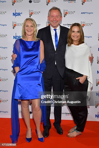 Anne Moll, Lutz Marmor and Jenny Juergens attend the celebration of 2000 episodes of "Rote Rosen" at Ritterakademie on April 24, 2015 in Lueneburg,...