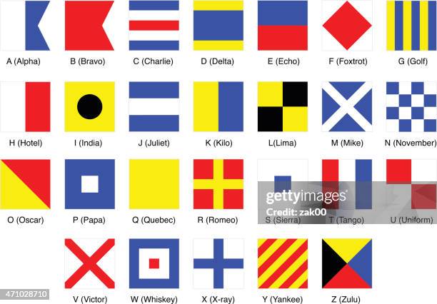 signal flags - nautical flags stock illustrations