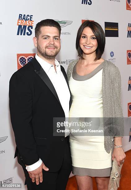 Personality Jack Osbourne and actress Lisa Stelly attend the 22nd Annual Race To Erase MS Event at the Hyatt Regency Century Plaza on April 24, 2015...