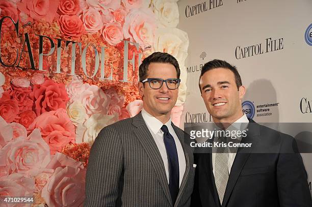 Television journalist Thomas Roberts and Patrick Abner attend Capitol File's WHCD Weekend Welcome Reception with Cecily Strong at The British Embassy...