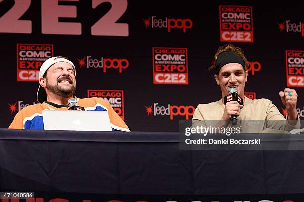 Kevin Smith and Jason Mewes attend the C2E2 Chicago Comic and Entertainment Expo at McCormick Place on April 24, 2015 in Chicago, Illinois.