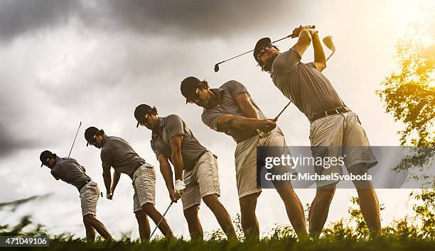 balanço de golfe sequência de imagens - follow through imagens e fotografias de stock