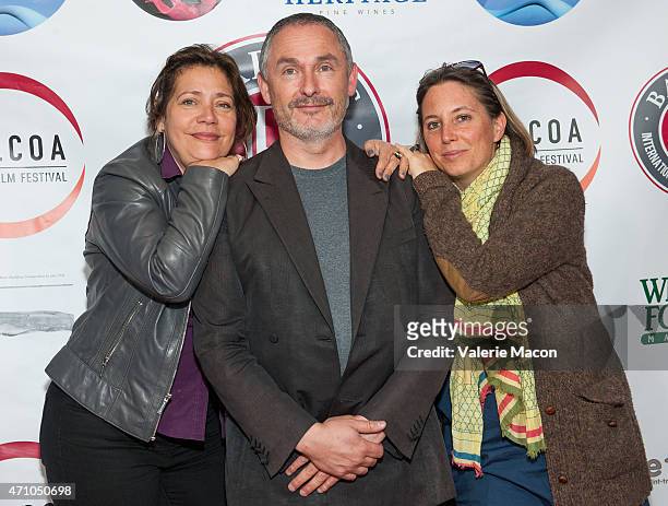 Alejandra Norambuena Skira, Francois Truffart and Anouchka Van Riel arrive at COLCOA, French Film Festival Barnes After Party at Heritage Fine Wines...