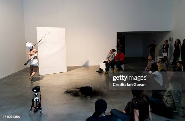 Artist Jeannette Ehlers performs her inaugural performance of 'Whip It Good'at Autograph on April 24, 2015 in London, England. Jeannette Ehlers'...