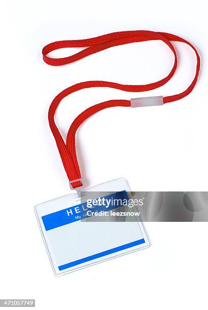 name tag with lanyard on white - hello my name is stock pictures, royalty-free photos & images