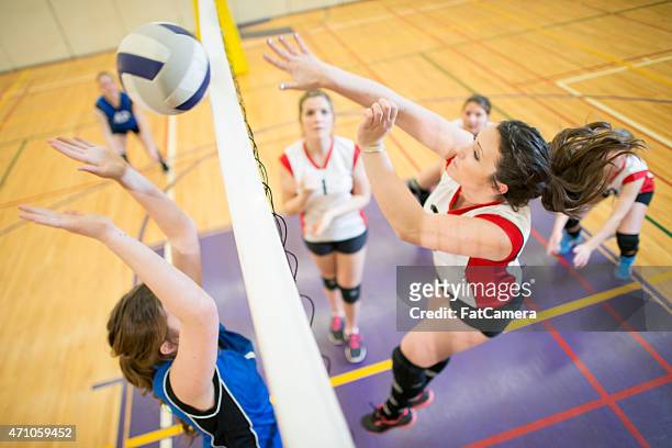 spike and block action shot - blocking sports activity stock pictures, royalty-free photos & images