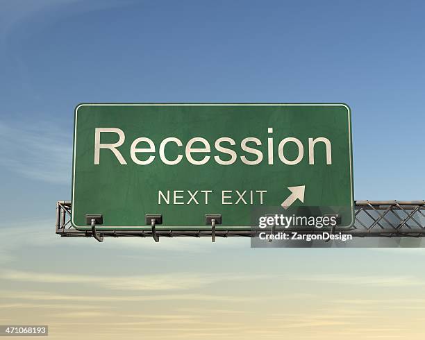 recession road sign - recession stock pictures, royalty-free photos & images