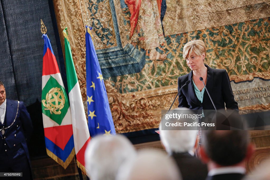 Minister of Defense, Roberta Pinotti, attends the meeting...