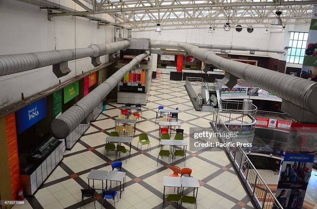 A desert view of a shopping mall after earthquake in...