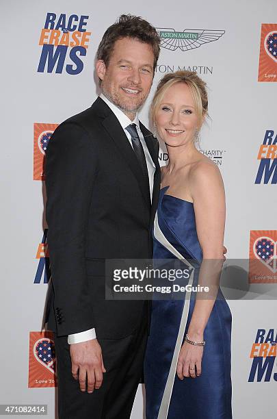 Actress Anne Heche and James Tupper arrive at the 22nd Annual Race To Erase MS at the Hyatt Regency Century Plaza on April 24, 2015 in Century City,...