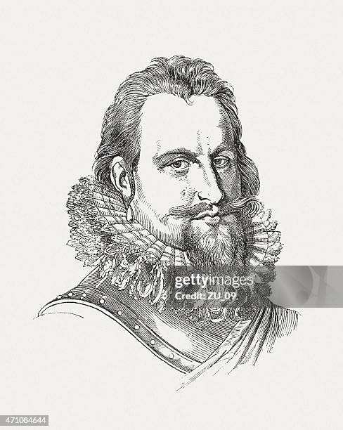 christian iv (1577-1648), king of denmark, wood engraving, published 1881 - king stock illustrations