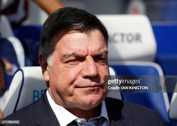 West Ham United's English Manager Sam Allardyce awaits kick off during the English Premier League football match between Queens Park Rangers and West...