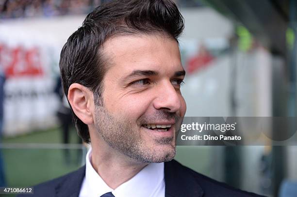 Head coach of Udinese Andrea Stramaccioni looks on during the Serie A match between Udinese Calcio and AC Milan at Stadio Friuli on April 25, 2015 in...