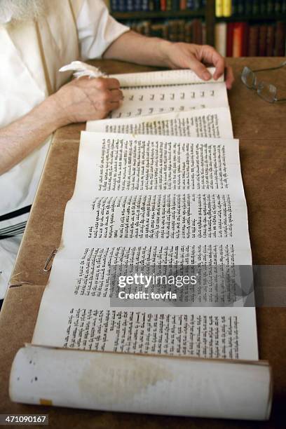 writing in a scroll - torah stock pictures, royalty-free photos & images