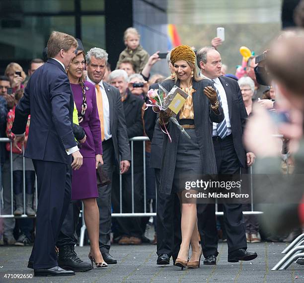 King Willem-Alexander and Queen Maxima of The Netherlands take part in celebrations marking the 200th anniversary of the kingdom on April 25, 2015 in...