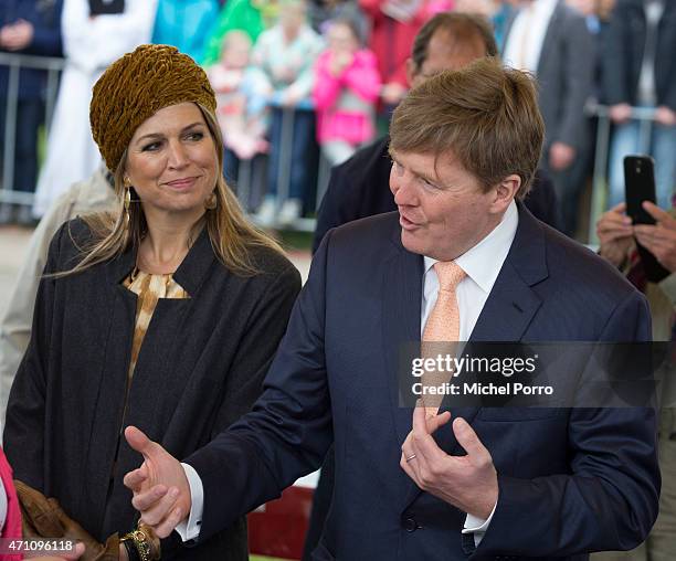 King Willem-Alexander and Queen Maxima of The Netherlands take part in celebrations marking the 200th anniversary of the kingdom on April 25, 2015 in...