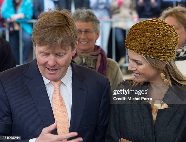 King Willem-Alexander and Queen Maxima of The Netherlands take part in celebrations marking the 200th anniversary of the kingdom on April 25, 2015 in...