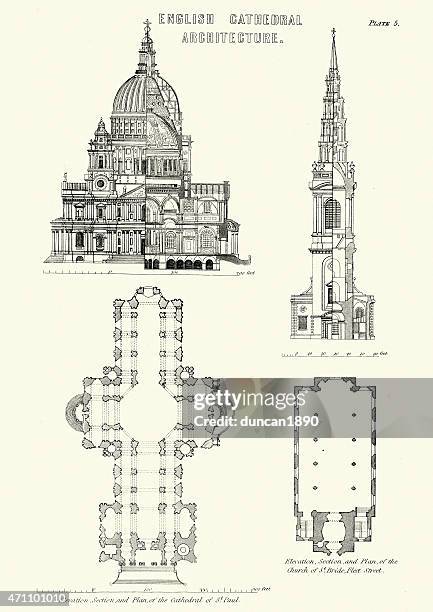 ilustraciones, imágenes clip art, dibujos animados e iconos de stock de la arquitectura de estilo catedral-catedral de st paul - st paul