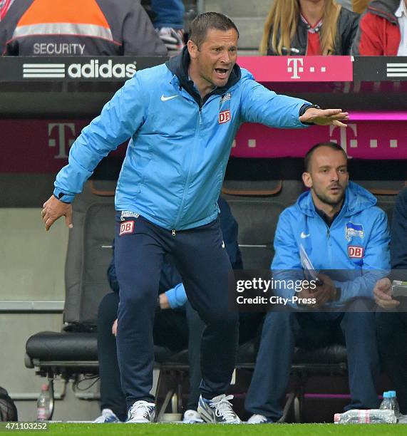 Coach Pal Dardai of Hertha BSC gestures during the game FC Bayern Muenchen against Hertha BSC on april 25, 2015 in Muenchen, Germany.