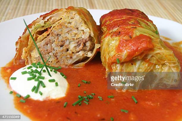 hungarian style stuffed cabbage - cabbage roll stock pictures, royalty-free photos & images