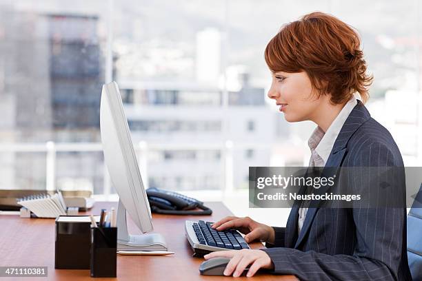 1,107 Woman Desktop Computer Profile Stock Photos, High-Res Pictures ...