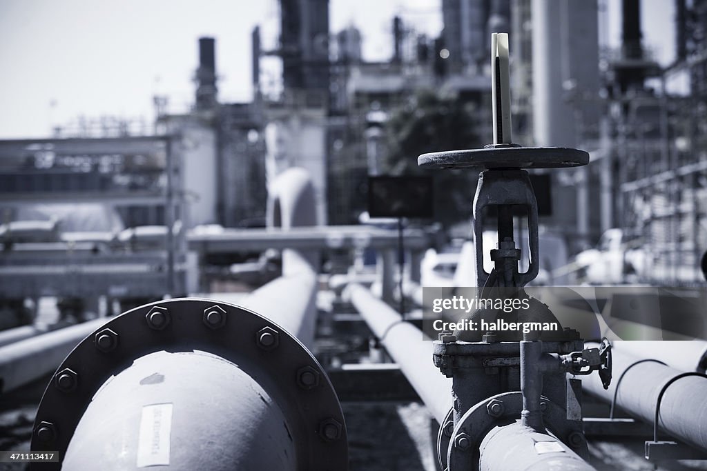 Pipes and Valves at an Oil Refinery