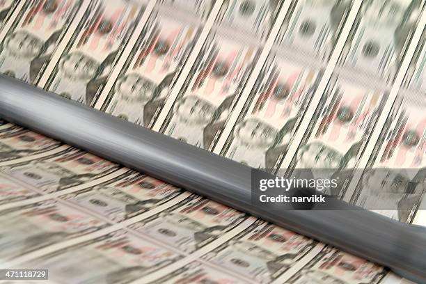 printing us dollar banknotes - us dollar note stockfoto's en -beelden