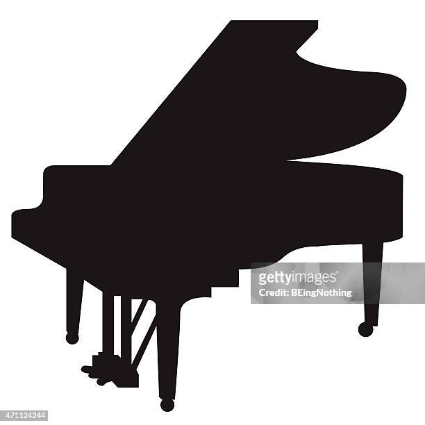 ilustraciones, imágenes clip art, dibujos animados e iconos de stock de silueta de jazz piano de cola - piano