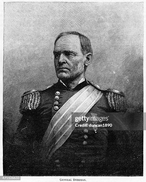general sherman - sash stock illustrations