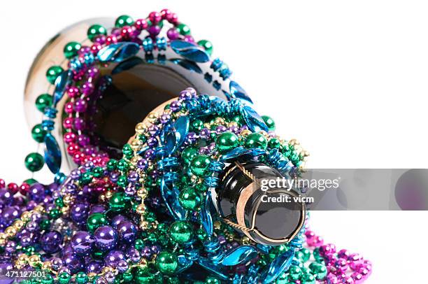 mardi gras series - mardi gras beads stock pictures, royalty-free photos & images