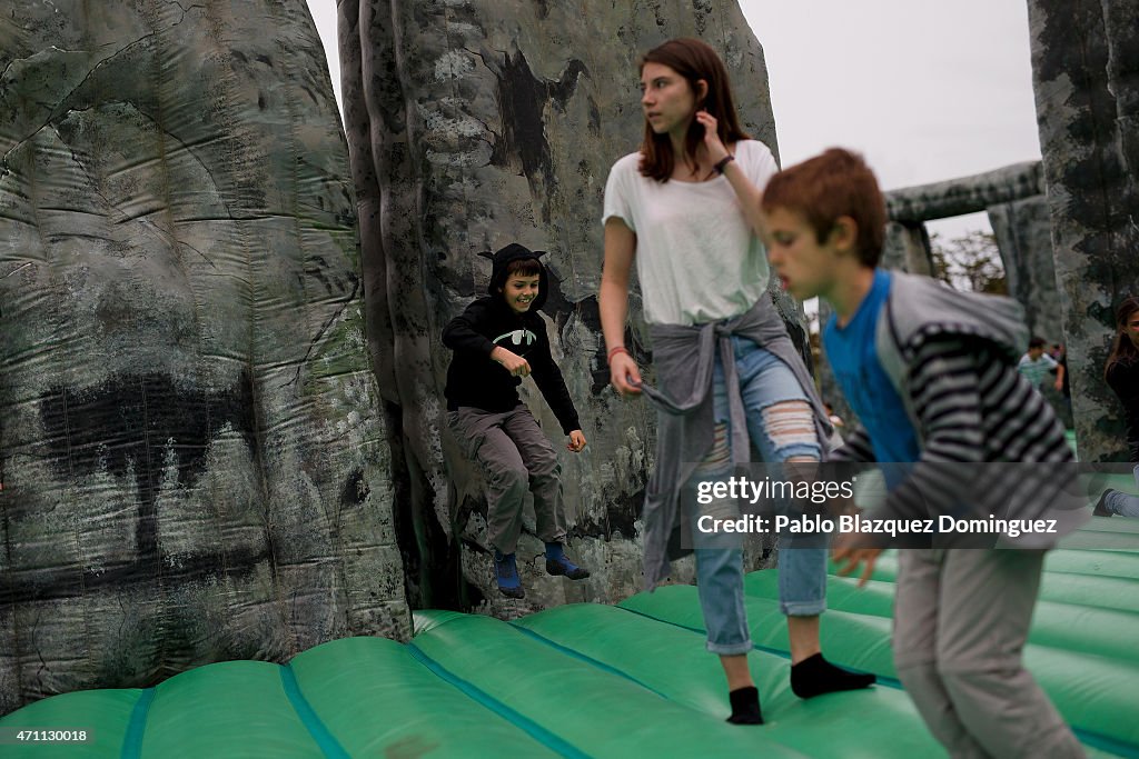 Inflatable Sculpture 'Sacrilege' By Artist Jeremy Deller On Display In Mostoles