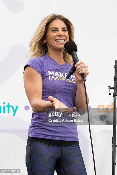 Jillian Michaels speaks during KMart And Jillian Michaels Team Up For March For Babies Los Angeles Walk at Exposition Park on April 25, 2015 in Los...