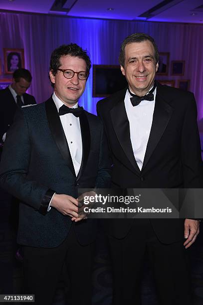 Daniel Klaidman and Howard Kurtz attend the Yahoo News/ABC News White House Correspondents' dinner reception pre-party at the Washington Hilton on...