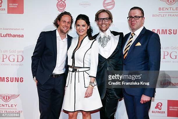 Sebastian Esser, Mariella Ahrens, Jens Hilbert and his friend Ulrich Schuhmacher attend the Fashion Charity Event 2015 in favor of the 'RTL - Wir...