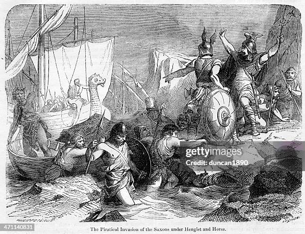 saxon invasion - viking stock illustrations