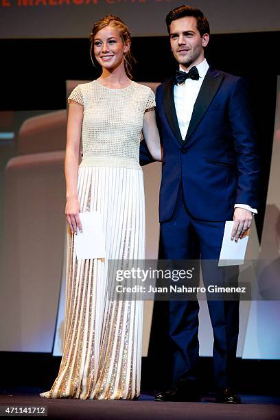 Charlotte Vega and Marc Cotet attend the 18th Malaga Spanish Film Festival ceremony at the Cervantes Theater on April 25, 2015 in Malaga, Spain.