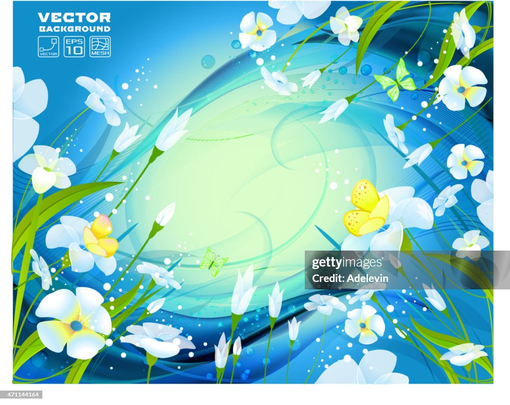 White flowers floral background