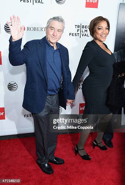 Robert De Niro and Grace Hightower attend the closing night screening of "Goodfellas" during the 2015 Tribeca Film Festival at Beacon Theatre on...