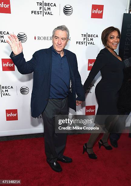 Robert De Niro and Grace Hightower attend the closing night screening of "Goodfellas" during the 2015 Tribeca Film Festival at Beacon Theatre on...