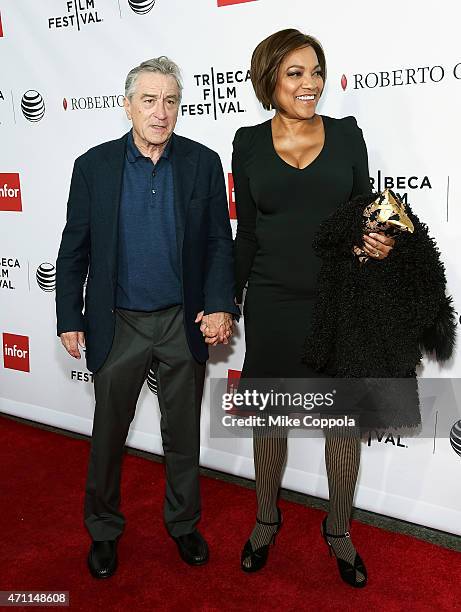 Robert De Niro and Grace Hightower attend the closing night screening of "Goodfellas" during the 2015 Tribeca Film Festival at Beacon Theatre on...