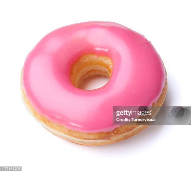 rosa donut clipping path - doughnuts stock-fotos und bilder