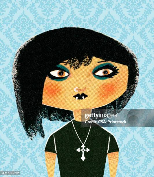 illustrations, cliparts, dessins animés et icônes de fille goth - gothic style