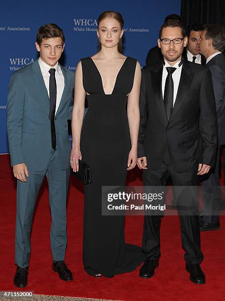 Tye Sheridan, Sophie Turner and Bryan Singer attend the 101st Annual White House Correspondents' Association Dinner at the Washington Hilton on April...