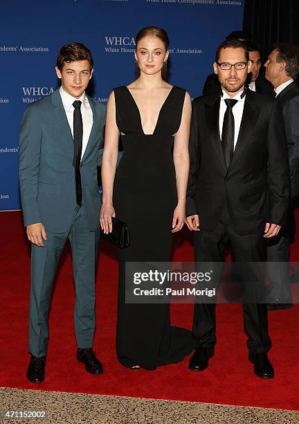 Tye Sheridan, Sophie Turner and Bryan Singer attend the 101st Annual White House Correspondents' Association Dinner at the Washington Hilton on April...