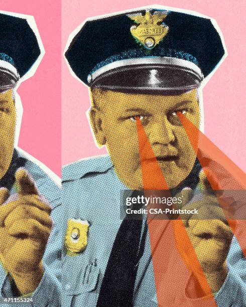 policeman with piercing eyes - guy staring stock illustrations