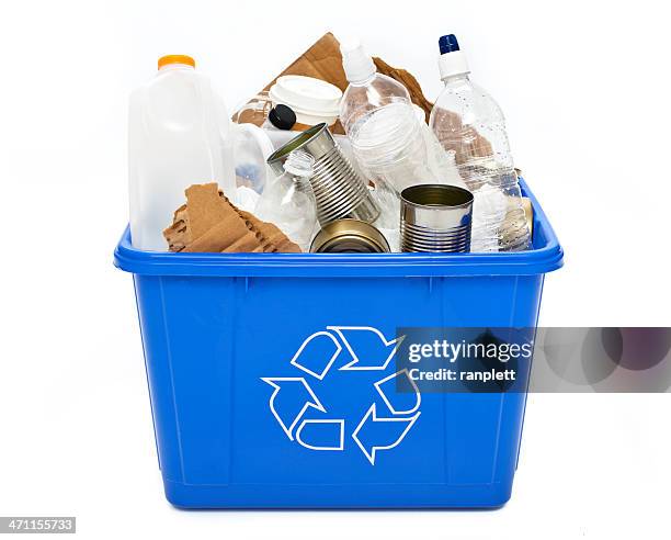 recycle bin isolated - water bottle on white stock pictures, royalty-free photos & images