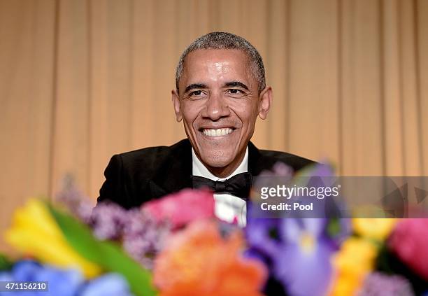 President Barack Obama smiles at the annual White House Correspondent's Association Gala at the Washington Hilton hotel April 25, 2015 in Washington,...