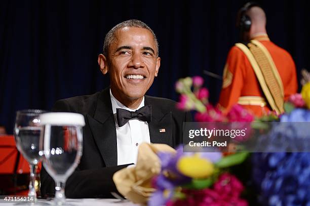 President Barack Obama smiles at the annual White House Correspondent's Association Gala at the Washington Hilton hotel April 25, 2015 in Washington,...